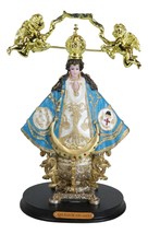 Our Lady of San Juan De Los Lagos Golden Crown And Angels Regal Blue Figurine - £41.91 GBP