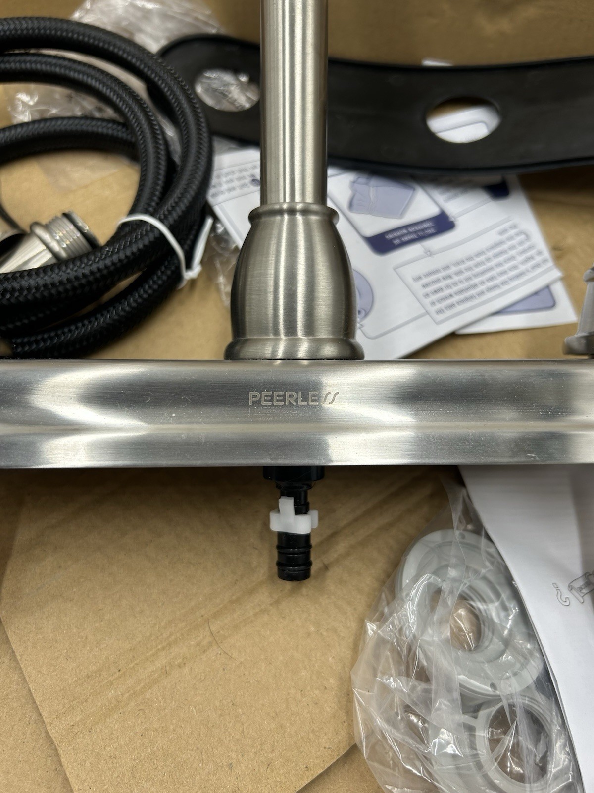 Peerless Two Handle Deck Mount Kitchen Faucet Stainless Steel P2943LF-SS- W New Item image 4