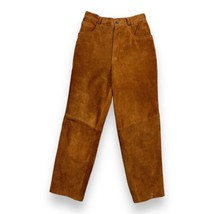 Vtg Cedars Womens Camel Brown Suede Leather Pull On Tapered Pants Lined ... - £38.45 GBP