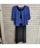 Perceptions New York NWT 2 Piece Dress Cardigan Vintage Blue And Black 18w - £28.03 GBP