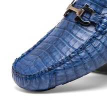 Parma Genuine Caiman Belly Slip On Loafers Blue Jeans image 3