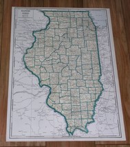1939 Original Vintage Large 21 X 15 Map Of Illinois Chicago Springfield - £22.34 GBP