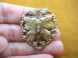 b-but-51) little Butterfly flying insect on scrolled heart pin brooch love lover - £14.27 GBP
