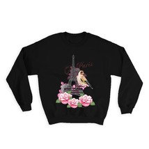 Goldfinch Bird Paris : Gift Sweatshirt Eiffel Tower Vintage Flowers Classic Gran - £23.28 GBP