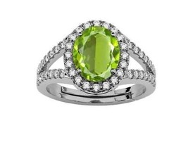 Anillo ajustable de plata con piedra preciosa cúbica de peridoto natural de... - £31.58 GBP