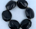 Park Lane Retro Bracelet Black Chunky Silver Beads Stretchy Jewelry Park... - $8.79