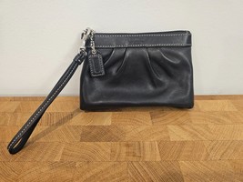 Coach Pleated Leather Small Wristlet Wallet Black - $18.13