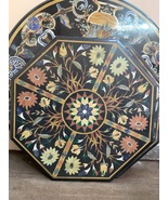 32 &quot;Black Marble Coffee Table Top Lapis Lazuli Inlay Mosaic Pirtradure  - $2,150.00