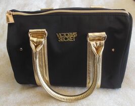 Victoria's Secret Black/Gold-tone Fabric Handbag/Cosmetic Bag - $33.65