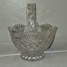 VTG 8&quot; Lead Crystal Footed Basket Made in Slovakia Fan Design Scalloped Edges - $22.49