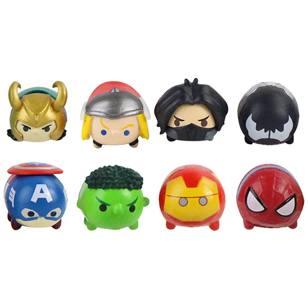 8pcs/Set 2-3cm Random Mix Tsum Marvel Avengers Spiderman Hulk Ironman Thor Venom - £12.81 GBP