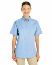 Harriton Ladies Foundation Cotton Short Sleeves Twill Shirt Teflon M582W... - £11.00 GBP