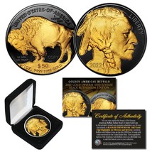 2022 Black Ruthenium $50 American Gold Buffalo Indian Tribute Coin Gold w/ Box - £17.23 GBP