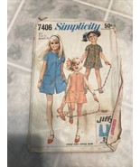 Vintage Sewing Pattern Simplicty 7406 Romper Girl Sz12 Sleeveless or wit... - £14.56 GBP