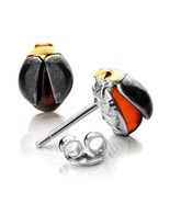 Scarabaeus, Silver earring Amber, Sterling silver 925, Stamped, cherry a... - $640.76 MXN