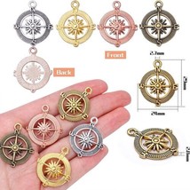 5 Compass Charms Pendants Rose Gold Bronze Tone Captain of My Soul Nautical  - £7.36 GBP