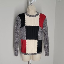 Liz Claiborne Pullover Knit Sweater ~ Sz PS ~ Gray, White Red ~ Long Sleeve - $22.49