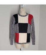 Liz Claiborne Pullover Knit Sweater ~ Sz PS ~ Gray, White Red ~ Long Sleeve - £17.91 GBP