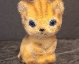 VTG Josef Originals Flocked Felted Orange Tiger Tabby Kitten Figurine Bl... - $14.25