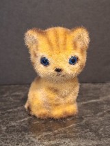 VTG Josef Originals Flocked Felted Orange Tiger Tabby Kitten Figurine Bl... - £11.20 GBP