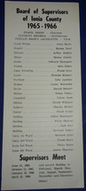 Vintage Board Of Supervisors Of Ionia County Michigan 1965-1966 Card - $2.99