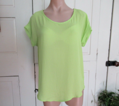 Pleione top blouse scoop neck  oversized XS  lime green dolman cap sleeves New - £14.80 GBP