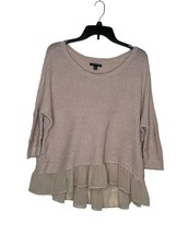 American Eagle Outfitters Womens Sweater Knit Chiffon Ruffle Hem Tan Bei... - $18.80