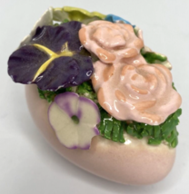 Vintage Unique Mini Ceramic Pink Egg with 3D Flower Applique  SKU PB188-6 - £31.41 GBP
