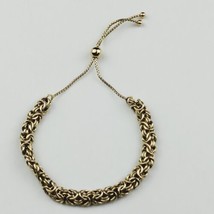 Sterling Silver ITALY MILOR Byzantine Chain Link Adjustable Bracelet Gol... - £26.01 GBP