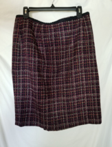 Laura Scott Skirt Women&#39;s Size 16 Black Purple White Crossed Lined - £10.25 GBP