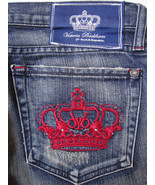 Rock &amp; Republic Victoria Beckham London Red Crown Jeans Dark Vapor Size 28 - £55.04 GBP