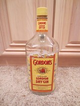 VINTAGE GORDON&#39;S LONDON DRY GIN EMPTY BOTTLE ALCOHOL ADVERTISING - $11.97