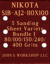 NIKOTA S1B-AJ2-110X100 - 80/100/150/240/400 Grits - 5 Sandpaper Variety ... - £3.97 GBP