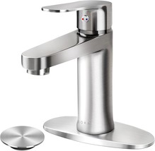 Soka Brass Bathroom Faucet Brushed Nickel Bathroom Sink Faucet With Pop-Up Sink - £43.15 GBP