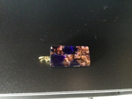 Beautiful  Royal Blue Murano Glass Pendant with Splashes of gold,tan, an... - $30.00