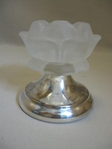 Silver Plate Base Candle Stick Holder Frosted Satin Flower WA W Germany - £7.88 GBP