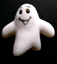 Vintage Halloween White Jolly Smile Ghost Fuzzy Flocked Toy Hong Kong 19... - $25.18