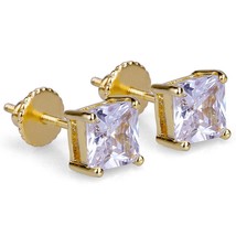 TOPGRILLZ Gold/Silver Color Plated Iced Out Micro Pave 6mm CZ Stone Lab D Stud E - £11.58 GBP
