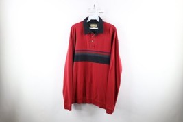 Vtg 90s Streetwear Mens Large Faded Striped Heavyweight Long Sleeve Rugby Polo - £43.48 GBP