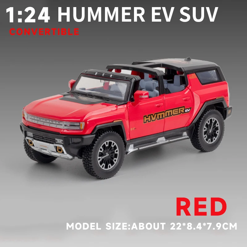 1:24 Diecast Alloy Model Car Miniature Hummer EV Convertible New  SUV collection - £99.05 GBP