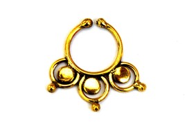 Tribal Septum Ring, Ethnic Fake Septum Ring, Gold Nose Ring - £6.29 GBP