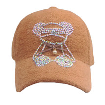 Autumn And Winter Warm Women&#39;s Hat Pearl Bow Inlaid With Diamonds Hugging Bear D - £12.64 GBP