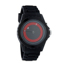 Flud Unisex THN005 Espalda Iluminado Analogico Movimiento Reloj Negro Goma Rojo - £41.92 GBP