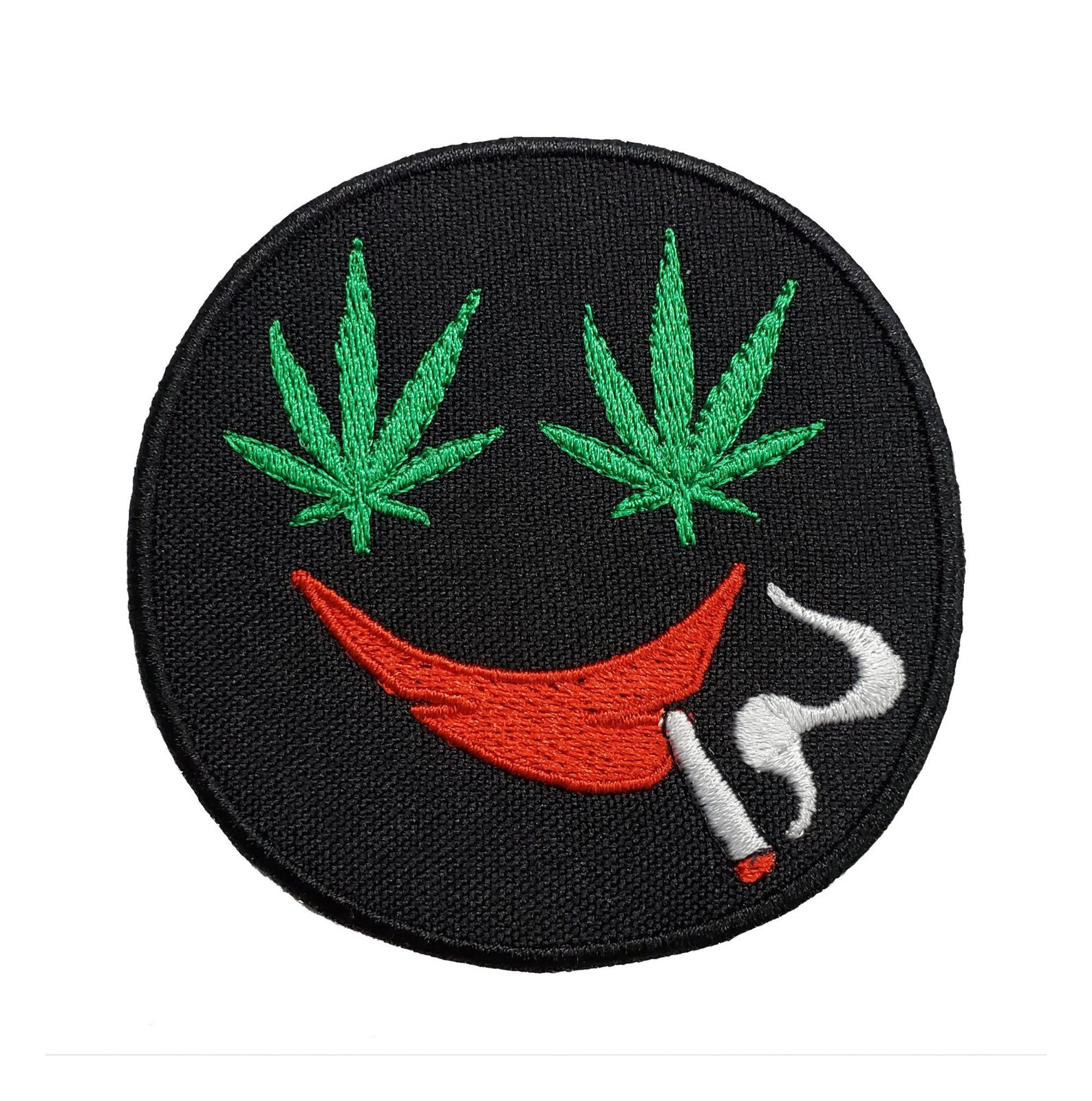 Primary image for High Times Weed Face Emoji Marijuana Embroidered Iron On Patch 3" Cannabis Hemp 