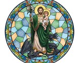 St Joseph Terror of Demons Stained Glass Look Static Decal Vinyl 5 3/4&quot; ... - $3.99