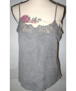 Womens New Ralph Lauren $398 NWT Gray Leather Suede Lace Tank Top Cami N... - $395.01
