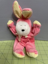 Vtg 1998 GAC Bear in Pink And Yellow  Bunny Rabbit Outfit Easter Stuffed Plush - $12.86