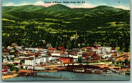 Aerial View Couer d&#39;Alene Idaho ID UNP Unused Linen Postcard Ex Cond F4 - $6.20