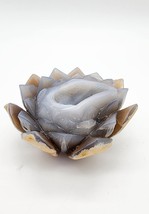 Druzy Agate Hand Carved Lotus Flower, Crystal Lotus Flower, Unique Gift ... - $69.29