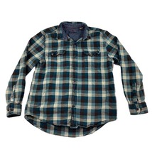Woolrich Flannel Shirt Men’s Medium Black Blue Plaid Long Sleeve Button Up - £19.85 GBP
